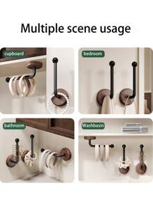 1pc Walnut Wooden Wall Mounted Hook Without Drilling, Fashion Style, Strong Adhesive, Easy Install,Rustic Decorative Hooks For Hanging Coats, Towels, Keys, Bags,For Entryway, Bathroom, Door - Heavy Duty Wooden Hooks,Over-The-Door Hanger Hook,Home Storage Hooks, Kitchen Storage Hooks, Bathroom Storage Hooks