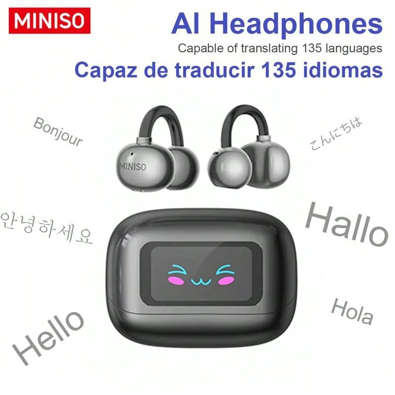 Miniso MS199 Al Translation Clip OnEar Headphones Full Colo Touchscreen Audio Wireless Headset With 135 Languages Real-Time Translation Support, Built-In Microphone For Music And Phone Calls - Black MS199 AI - View 1