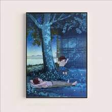 1 pieza Pintura en lienzo de póster de película de anime "Tumba de Luciérnagas", decoración moderna para pared de sala de estar o dormitorio, regalo opcional con marco