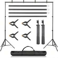 Adjustable Backdrop Stand Kit - 2x3m (6.5x9.8ft) Photography Background Support System With Carrying Bag And 4 Clamps – Perfect For Photo Studio, Video Shoots, And Professional Photography Setup - 6.5 * 9.8ft - View 1
