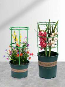 8set Plant Support Stake, Plant Support Ring With Twist Strap, Stackable Splicable Flower Bracket Support, For Indoor Outdoor Plants Flower, Climbing Plants - Multicolor - View 10