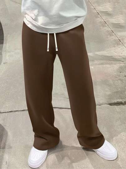 男士针织直筒裤，休闲运动风格，高街时尚，适合春季、秋季和轻盈夏季