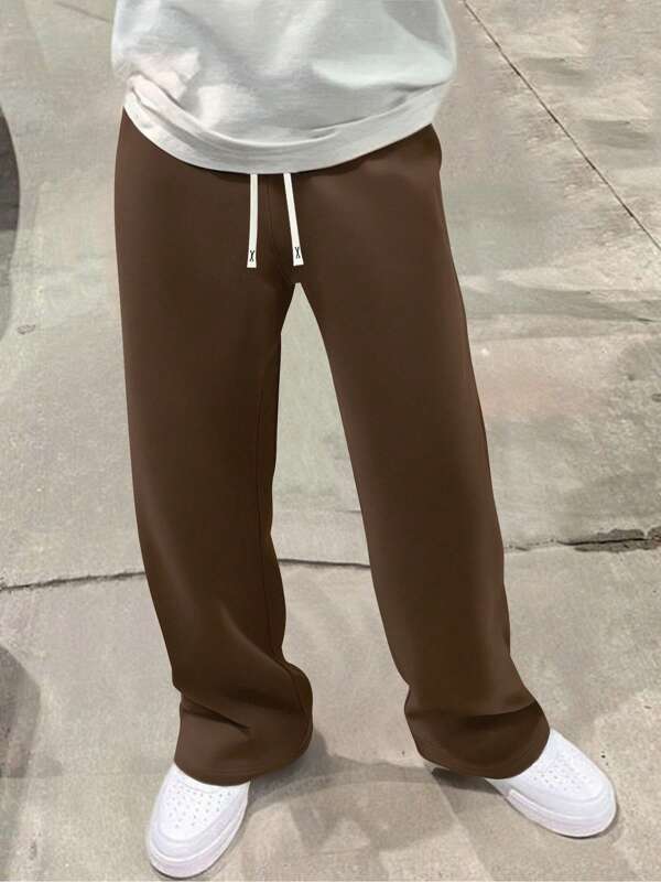 Herren gestrickte gerade geschnittene Hosen, lässiger und sportlicher Stil, Straßenmode, geeignet für Frühling, Herbst und leichten Sommer