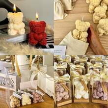 Cute Bear Shaped Aromatherapy Candle, Rose Cluster Aesthetic Handmade Soy Wax Fragrance Decoration Candle Suitable For Desktop Photo Props, Weddings, Birthdays, Meditation, Stress Perfect Mother's Day Gift (Bear)