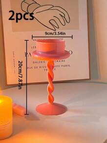 1/2pcs Pink Spiral Art Candle Holders - Handcrafted Bohemian Style Romantic Wedding Home Decor, Elegant Curvy Design With Sturdy Base, Creating Cozy Ambiance For Anniversary/Dinner Table Centerpiece