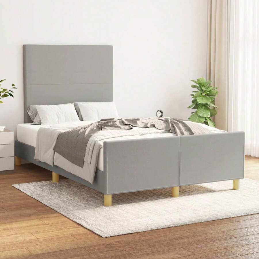 vidaXL Bed Frame Without Mattress 120x190 Cm Fabric Light Gray