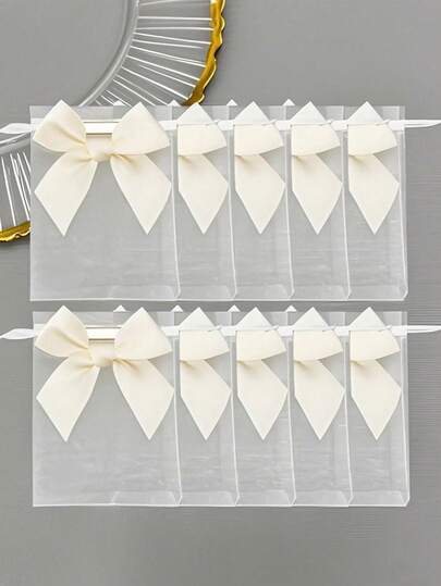 20个/10个/1个带蝴蝶结的透明薄纱袋，透明薄纱袋，带蝴蝶结的薄纱袋，透明薄纱袋，3.9x4.7英寸首饰袋，玫瑰花抽绳袋，婚礼回礼袋，派对回礼袋，绿色派对袋，单身派对装饰，单身派对回礼，单身派对，新娘送礼会回礼，婚礼宾客回礼