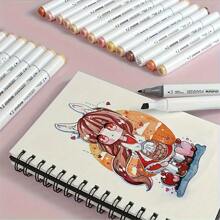 12 Colors Skin Tone Double-Head Marker Marker Set For Art Creation - Fine And Wide Nibs For School And Office Use - Perfect For Artists, Students And Professionals School Supplies,Back To School