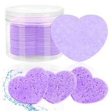 50-Count Compressed Face Sponge Natural Face Exfoliator Disposable Face Sponge For Cleansing Round Soft Face Cleansing Pad With Storage Container For Home And Travel.