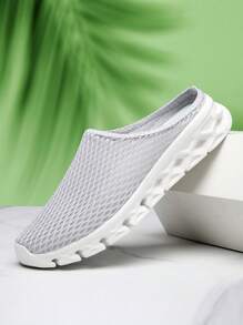 Men's Sandals/Slippers, Black Breathable Mesh Slip-On Casual Shoes, Lightweight Knitted Athletic Sneakers