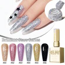 XEIJAYI XEJAYI 6-Color 15ml Brilliant Stars Crushed Gel Nail Polish Set,UV LED Soaking Nail Gel, Semi-Permanent, DIY Salon Quality Nail Art Gel For Spring And Summer - Multicolor - View 6
