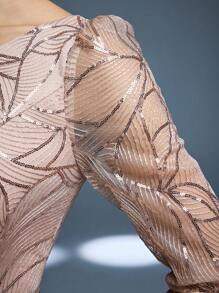 Mgiacy New Arrival Round Neck Evening Gown Dress Sequin Contrast Lace Belt Mgiacy-Classy A-Line Dress