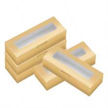 20 caixas de presente de papel kraft com janelas transparentes, 2 cores disponíveis, adequadas para embalagens de macaron, artigos para festas, caixas de presente - Multicolorido - Ver 6