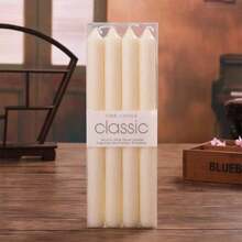 4pcs Classic European Style Smokeless Odorless Pole Wax Romantic Wedding Western Meal Ivory White Color Long Pole Candle Ornament Candle Western Banquet Candle,Room Decor,Gifts Birthday Graduation