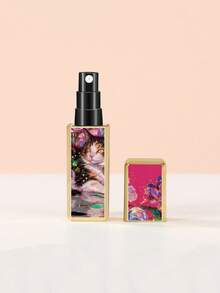 1个新款方形油画系列5ML香水补充瓶，便携式旅行底部直充瓶，旅行补充瓶，多种规格印刷图案可供选择，香水雾化瓶，可重复使用填充