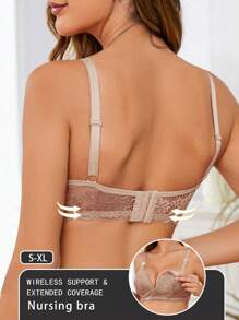 Elegant Solid Color Lace Nursing Bra For Pregnant Women