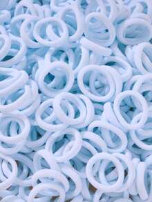 100 piezas/paquete de ligas para el pelo blancas súper elásticas y sin costuras de tamaño mediano - Blanco - Ver 2