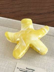4 pezzi/1 pezzo Fermagli per capelli in acrilico giallo a forma di stella marina e margherita di grandi dimensioni, stile vacanziero versatile e minimalista, accessori per capelli adatti all'uso quotidiano, fermagli per capelli, morsetti per capelli, pinze per capelli, fermagli per catturare i capelli