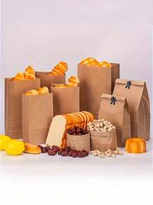 50pcs Toast Bag Bread Kraft Paper Bag (With Stickers), Small/Medium/Large Paper Bread Bag With Window, Baked Food Packaging Supplies, Label Seal Stickers For Baked Food Packaging Storage, Household Supplies