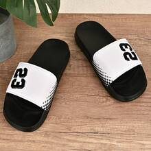 Pantuflas para hombre con diseño único del número 23, suaves, planas de EVA, antideslizantes para interiores, sandalias de playa de verano para hombres, súper cómodas, resistentes y antideslizantes, deslizadores casuales para hombres, aptas para uso diario - Blanco y negro (23) - Ver 5
