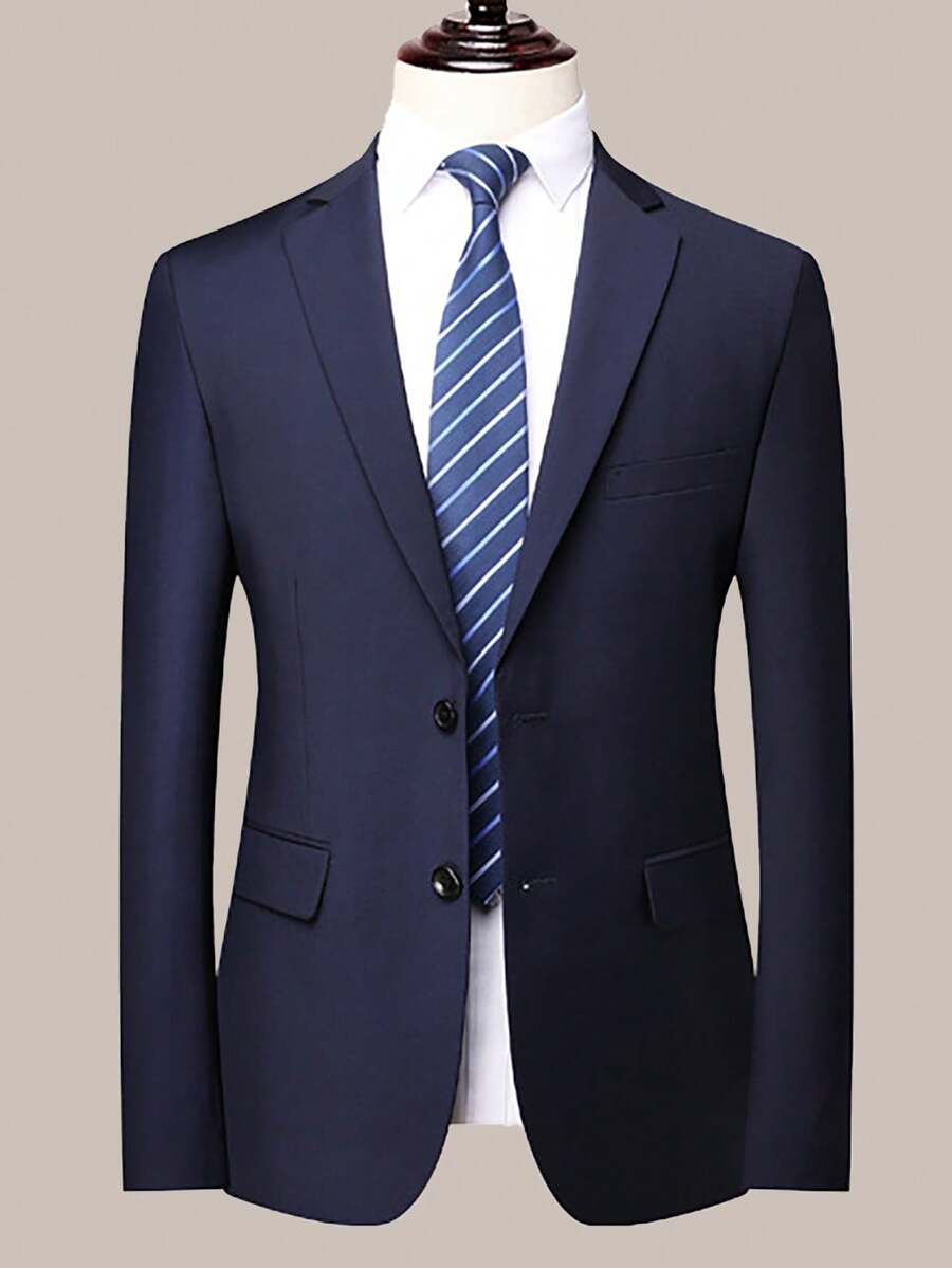 Blazer casual azul marino para hombre, chaqueta de traje elegante para la noche - Azul Marino - Ver 1