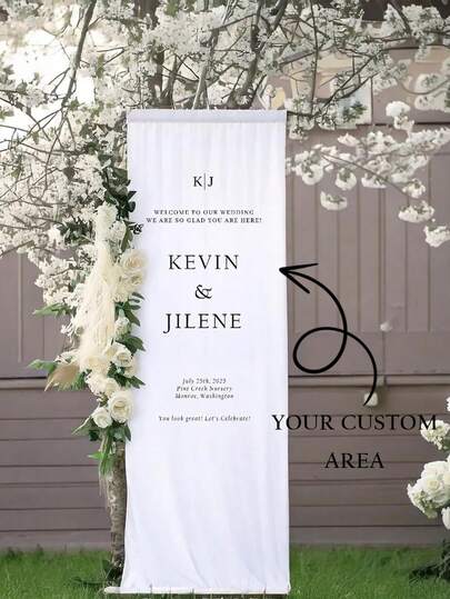 Minimalist Style Logo, Fabric Logo, Wedding Welcome Sign, Modern Wedding Welcome Sign, Fabric Welcome Sign, Wedding Welcome Board, Cotton, Curtain Cloth, 3 Fabrics For Banners, Personalized Party Decor, Boho Wedding, Wedding Fabric Welcome Sign, Modern Wedding Welcome Banner, Custom Fabric Identification Wedding Banner, Bridal Shower Sign