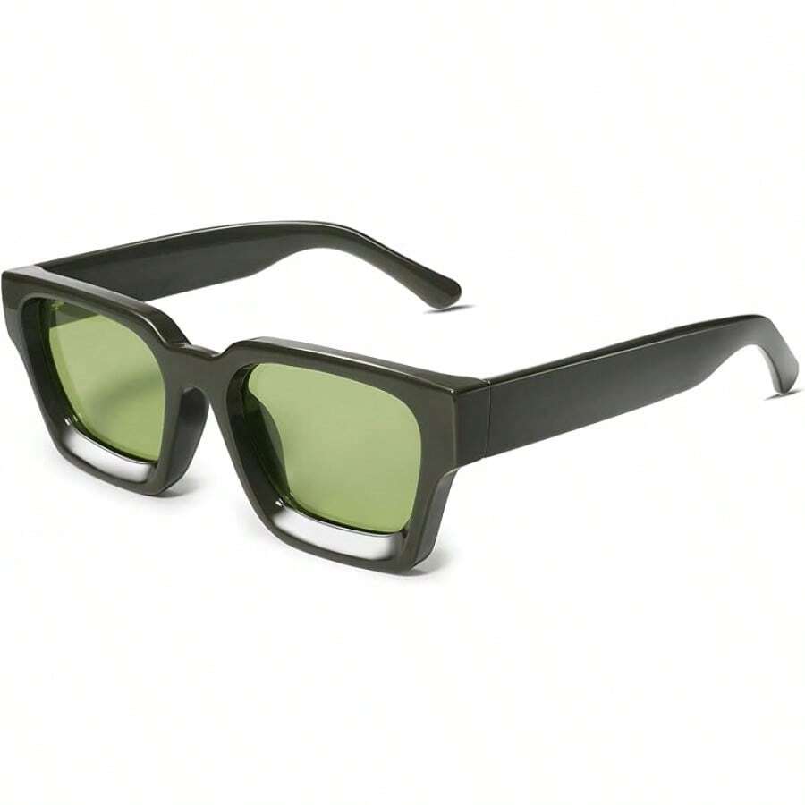 Thick Square Retro Chunky Rectangle Protection - C2.23-polarized Green Lens/Green Frame - View 1