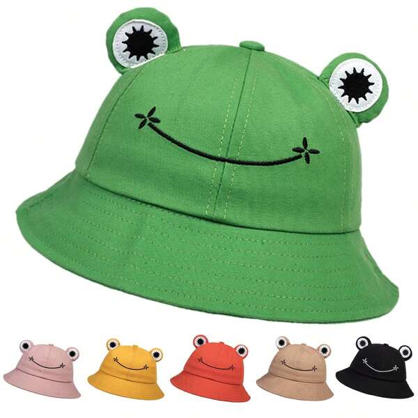1 stuks dames emmerhoed met kikkerprint, modieuze en casual hoed geschikt voor lente, herfst, reizen, strand en feest