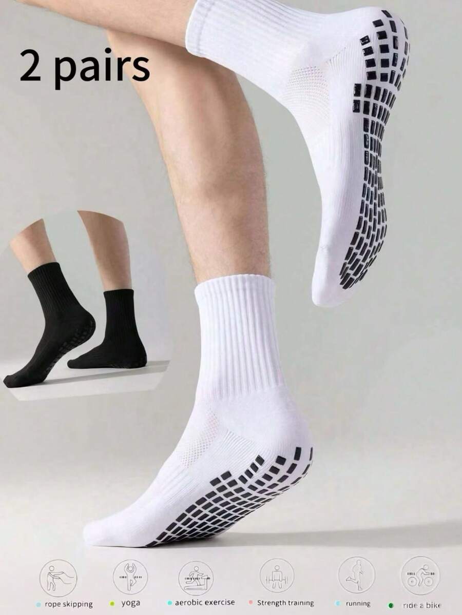 2 đôi tất thể thao thoáng khí và chống trượt dành cho nam và nữ, được thiết kế dành riêng cho các môn thể thao chạy bộ, bóng rổ và bóng đá