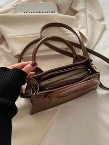 2025新款时尚女士手提包，休闲通勤斜挎包，简约时尚单肩托特包 - 咖啡 - 查看 5