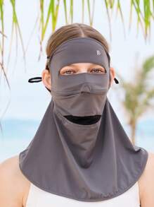 Máscara facial de estilo bohemio de unicolor, protege con precisión el rostro y el cuello, material ligero y transpirable que evita la pegajosidad, adecuada para deportes al aire libre, vacaciones en la playa y talla grande escenarios, afronta fácilmente el verano caluroso, ¡salidas despreocupadas y con estilo!