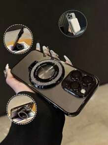 1pc Glitter Magnetic Ring Holder Case For IPhone 15 Pro Max, Transparent Anti-Fall Luxury Silicone Phone Cover For IPhone 14 Pro 13 12 11 Plus