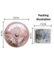 Glitter Beach Balls,Inflatable Coloured Confetti Beach Ball For Kids Adult Swimming Pool Balls,Blow Up Ball Water Recreation Balls Beachball For Pool Party Games Summer Beach - Multicolor - View 5