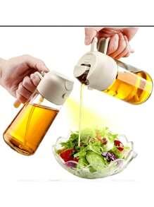 1pc Cooking Oil Sprayer, 2 In 1 Olive Oil Dispenser Bottle For Kitchen, 470/600ml 16/20oz Premium Glass Oil Bottle, Oil Mist Sprayer For Air Fryer, Salad, Frying, Grilling