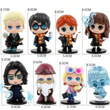 Harry Potter Conjunto de 8 bonecos de ação Harry Potter - Chibi, alunos de Hogwarts e diretor, bonecos colecionáveis - Inclui Harry, Hermione, Ron, Draco, Snape, Luna e Murta - Brinquedos em miniatura do mundo mágico, presentes para fãs e colecionadores