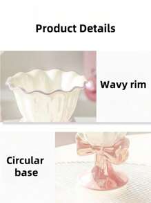 1 件 180ml 梦幻高端珠光陶瓷甜点杯，奢华可爱少女花瓣边缘和蝴蝶结设计冰淇淋杯、情侣杯、牛奶杯、茶杯，适合节日礼物、婚礼回礼 - 彩色 - 查看 5