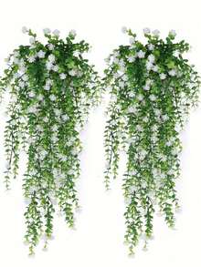 1/2/4pcs 30.31 Inch Artificial Eucalyptus Hanging Basket With Eucalyptus Leaves And Wax Flower Decor, UV-Resistant Fake Green Plant, Suitable For Outdoor Patio, Garden, Wedding Aisle, Indoor Bedroom, Living Room Wall Hanging Decor, Birthday, Graduation Ceremony - Green - View 9