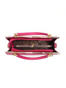 女士手提包，时尚优雅，妈妈包，大容量，适合中年女性，高端品质，单肩斜挎两用包 - 玫紅色 - 查看 6