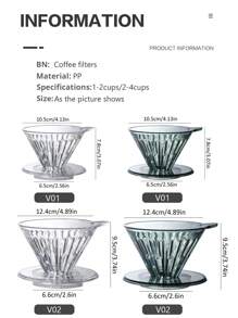 Manual Pour-Over Coffee Filter, Home Drip Filter Cup, V01 & V02 Size Options