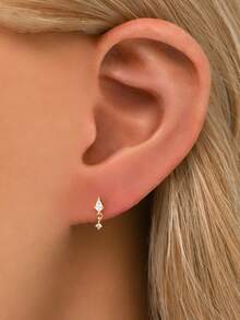 1pc Gold Mini Kite Pendant Internally Threaded Labret | 925 Sterling Silver Hypoallergenic Stud Earrings | Flat Cartilage Earrings | Lip Rings | Unisex Daily Wear (Sold Individually) - Multicolor - View 8