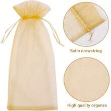 5/10pcs White Organza Wine Bottle Gift Bags With Drawstring Closure - Elegant Reusable Transparent Bags Suitable For Champagne, Wedding Gifts, Christmas Party Decorations And Gift Packing Storage, Bottle Storage | Transparent Organza Bags | Lightweight Material, Wine Gift Bags