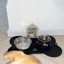 1pc Silicone Pet Food Mat, Cat/Dog Waterproof And Non-Slip Feeding Placemat In Bone Shape, Durable & Easy To Clean, Prevents Spills & Messes, Suitable For Dog And Cat Feeding