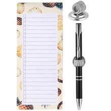 3 Stück / 2 Packungen magnetische Einkaufszettel Blöcke & 1 magnetischer Stifthalter (50 Blatt/Packung) abreißbare magnetische Einkaufsliste, magnetisches Notizbuch, magnetischer Stifthalter für Kühlschrank, Schulmaterial, Schulanfang - Verschiedenfarbig - Übersicht 11