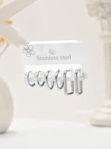Set de 6 aros de aro de acero inoxidable de calidad premium y minimalista