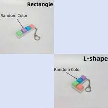 1pc Random Color & Chain Style Squeeze Stress Relief Fidget Cube Keyboard Key Pendant Toy
