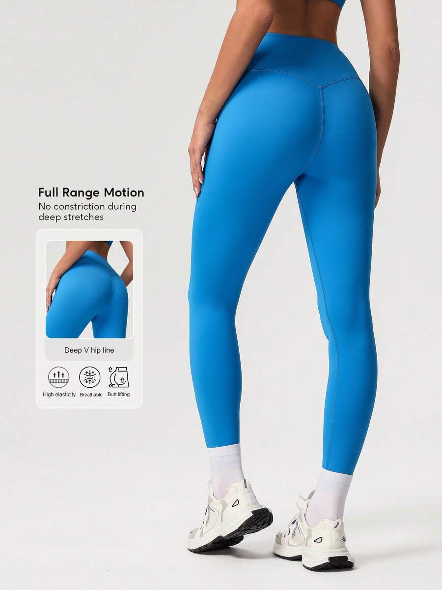 Sodalemon Women Solid Color Simple Design Yoga Pants Tight Fitness Outdoor Training Sport Leggings Spring