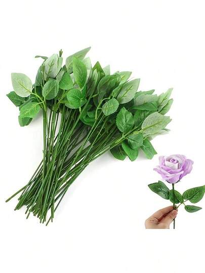 10/20 cành hoa bằng dây sắt in lụa thân xanh, vật liệu đóng gói cho việc cắm hoa, hoa nhân tạo trang trí nhà cửa