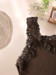 5 chiếc áo ba lỗ không tay viền ren màu trơn cho nữ cổ tròn, siêu mỏng - Nhiều màu - Xem 7