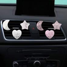 3 件套天然水晶新月星心形出风口夹装饰，汽车空调出风口天然石装饰配件 - 均碼 - 查看 4