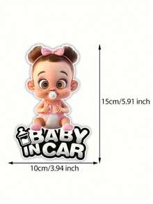 1pc Child Safety Warning Sticker, Suitable For Home & Vehicle - Smiling Baby & Cartoon Animal Pattern - Tear-Resistant PVC Material With UV Protection - "Caution: Child In Vehicle" Bumper Sticker, Applicable For All Weather Conditions (Spring/Summer/Autumn/Winter) - Multicolor - View 12